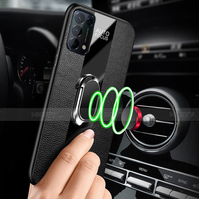 Funda Silicona Goma de Cuero Carcasa con Magnetico Anillo de dedo Soporte S01 para Oppo Find X3 Lite 5G