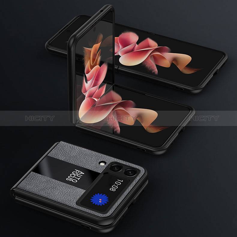 Funda Silicona Goma de Cuero Carcasa con Magnetico Anillo de dedo Soporte S01 para Samsung Galaxy Z Flip3 5G