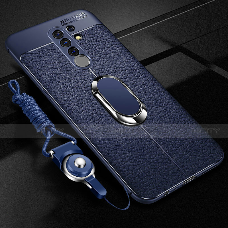 Funda Silicona Goma de Cuero Carcasa con Magnetico Anillo de dedo Soporte S01 para Xiaomi Redmi 9 Prime India