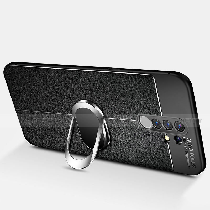 Funda Silicona Goma de Cuero Carcasa con Magnetico Anillo de dedo Soporte S01 para Xiaomi Redmi 9 Prime India