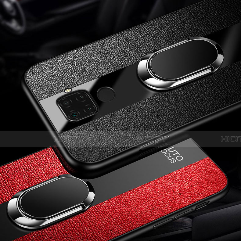 Funda Silicona Goma de Cuero Carcasa con Magnetico Anillo de dedo Soporte S02 para Huawei Mate 30 Lite