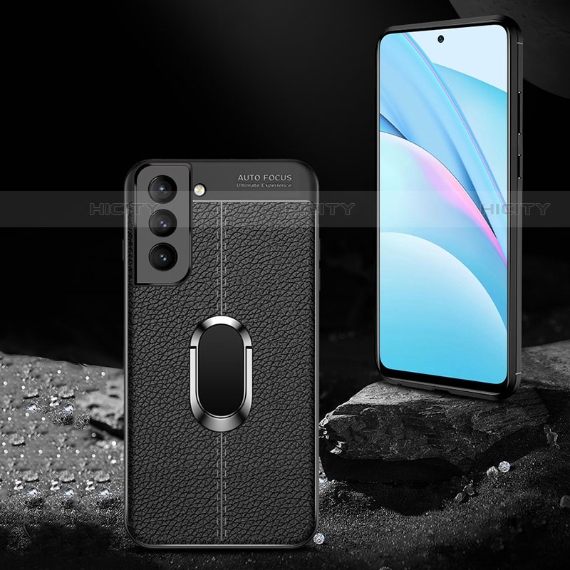 Funda Silicona Goma de Cuero Carcasa con Magnetico Anillo de dedo Soporte S02 para Samsung Galaxy S21 Plus 5G