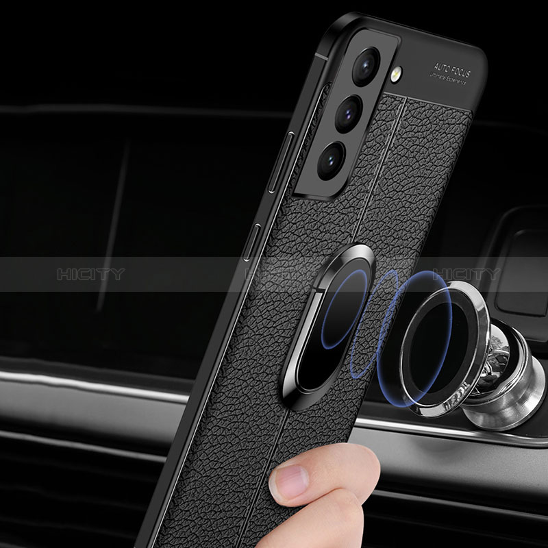 Funda Silicona Goma de Cuero Carcasa con Magnetico Anillo de dedo Soporte S02 para Samsung Galaxy S24 Plus 5G