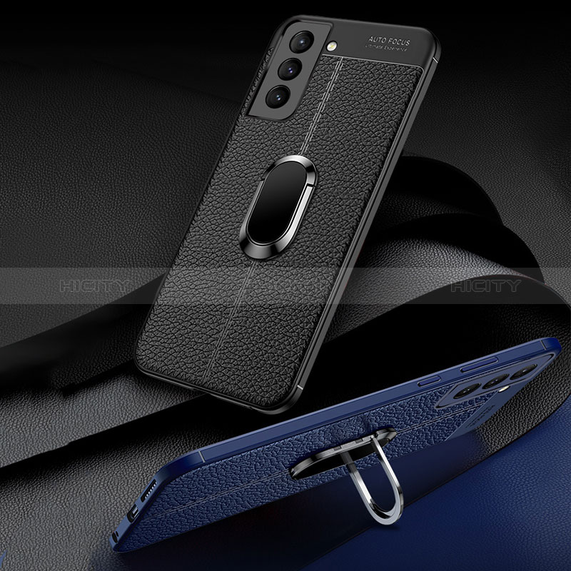 Funda Silicona Goma de Cuero Carcasa con Magnetico Anillo de dedo Soporte S02 para Samsung Galaxy S24 Plus 5G