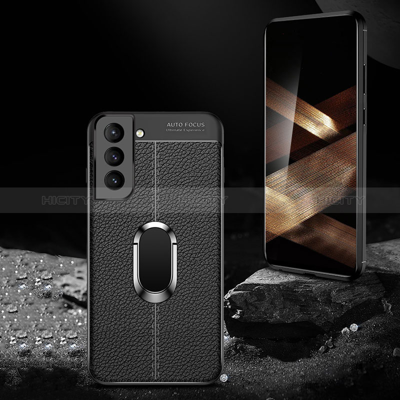 Funda Silicona Goma de Cuero Carcasa con Magnetico Anillo de dedo Soporte S02 para Samsung Galaxy S24 Plus 5G