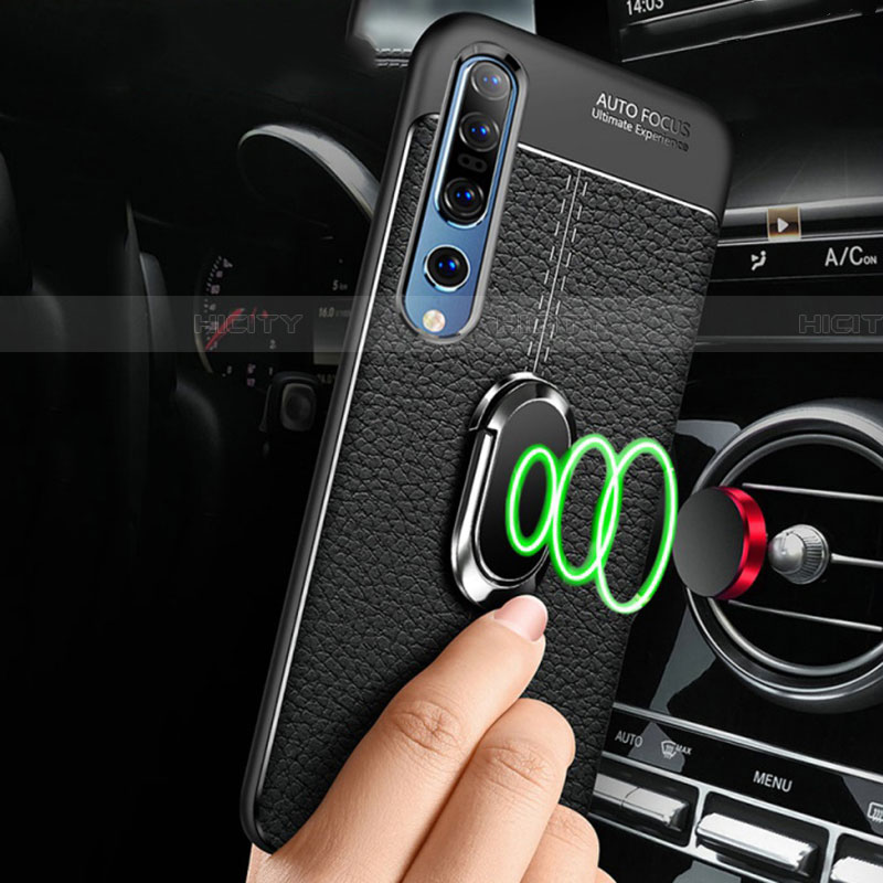 Funda Silicona Goma de Cuero Carcasa con Magnetico Anillo de dedo Soporte S02 para Xiaomi Mi 10 Pro