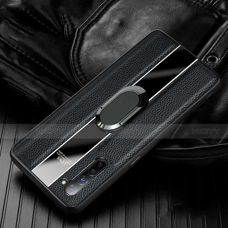 Funda Silicona Goma de Cuero Carcasa con Magnetico Anillo de dedo Soporte S03 para Oppo F15