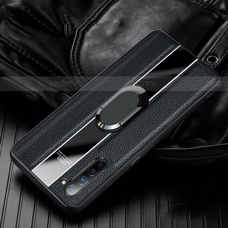 Funda Silicona Goma de Cuero Carcasa con Magnetico Anillo de dedo Soporte S03 para Oppo Find X2 Lite