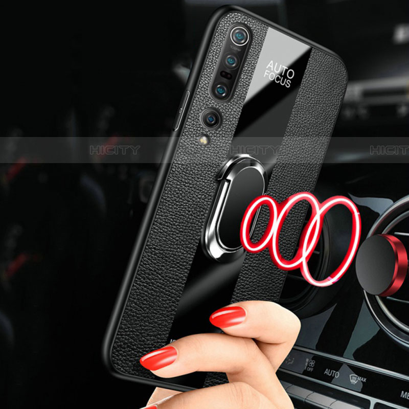 Funda Silicona Goma de Cuero Carcasa con Magnetico Anillo de dedo Soporte S03 para Xiaomi Mi 10 Pro