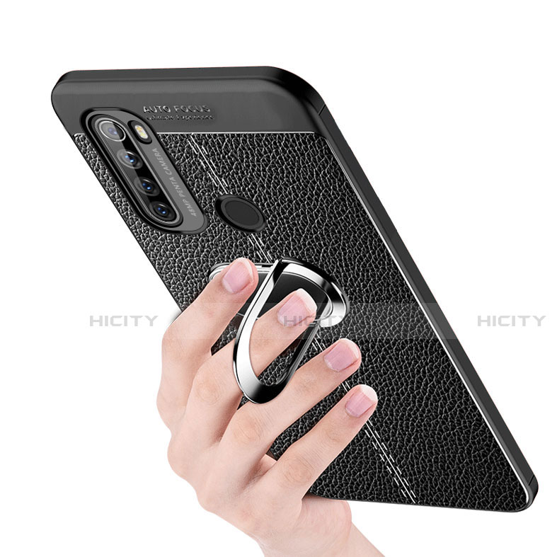 Funda Silicona Goma de Cuero Carcasa con Magnetico Anillo de dedo Soporte S03 para Xiaomi Redmi Note 8