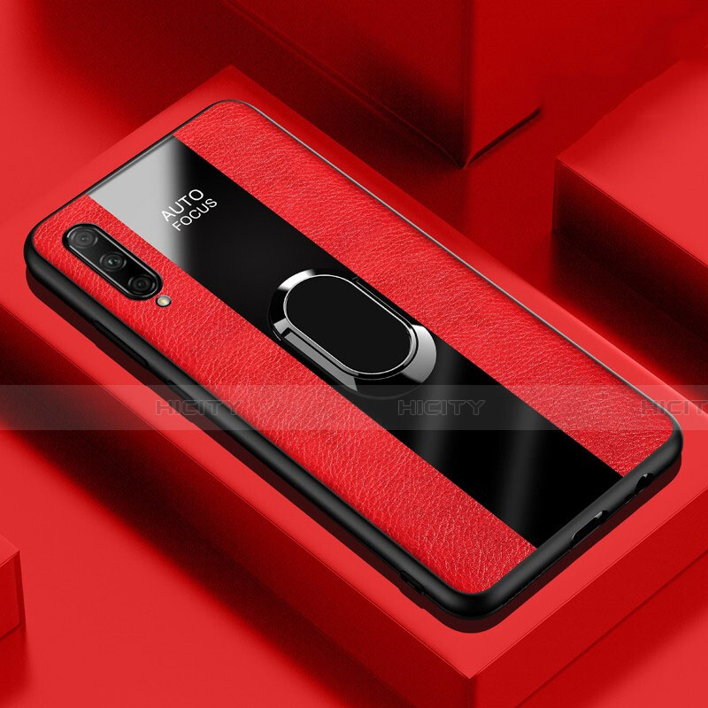 Funda Silicona Goma de Cuero Carcasa con Magnetico Anillo de dedo Soporte S04 para Huawei Honor 9X Pro Rojo