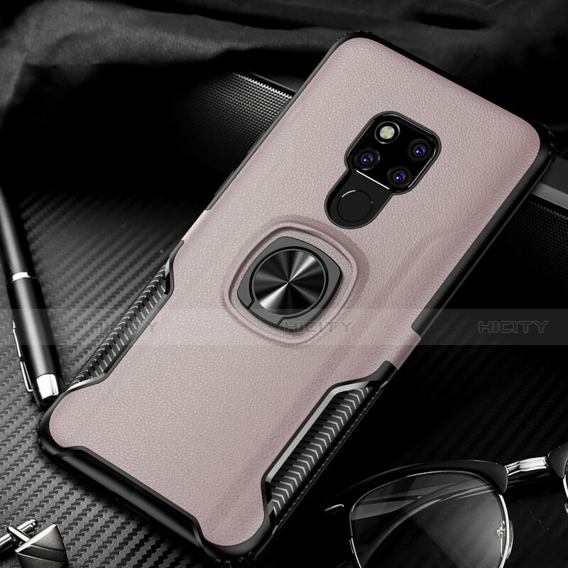 Funda Silicona Goma de Cuero Carcasa con Magnetico Anillo de dedo Soporte T01 para Huawei Mate 20