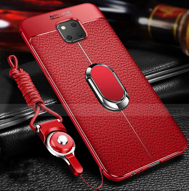 Funda Silicona Goma de Cuero Carcasa con Magnetico Anillo de dedo Soporte T01 para Huawei Mate 20 Pro