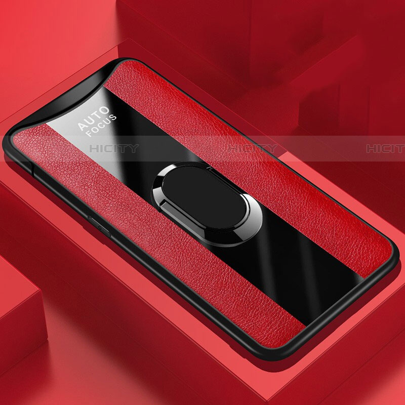 Funda Silicona Goma de Cuero Carcasa con Magnetico Anillo de dedo Soporte T01 para Oppo Find X