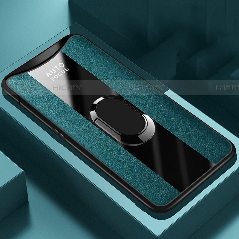 Funda Silicona Goma de Cuero Carcasa con Magnetico Anillo de dedo Soporte T01 para Oppo Find X Super Flash Edition