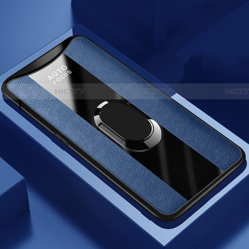 Funda Silicona Goma de Cuero Carcasa con Magnetico Anillo de dedo Soporte T01 para Oppo Find X Super Flash Edition