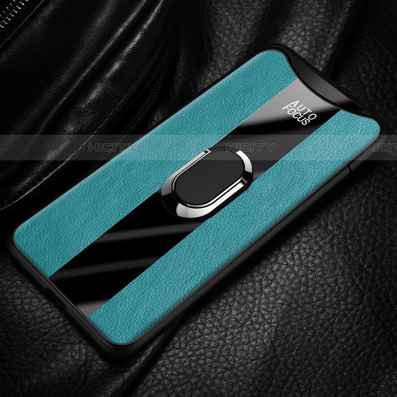 Funda Silicona Goma de Cuero Carcasa con Magnetico Anillo de dedo Soporte T01 para Oppo Find X Super Flash Edition