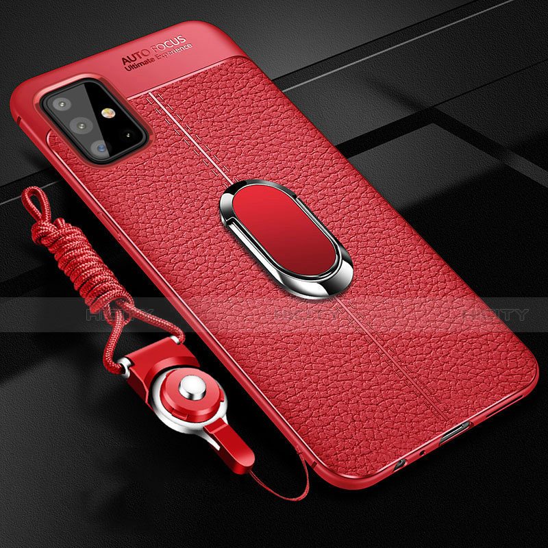 Funda Silicona Goma de Cuero Carcasa con Magnetico Anillo de dedo Soporte T01 para Samsung Galaxy A51 5G