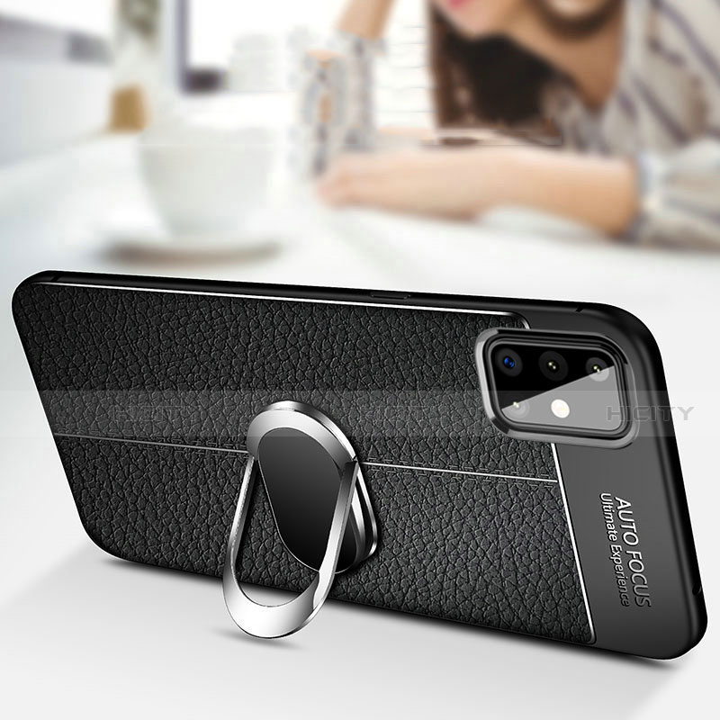 Funda Silicona Goma de Cuero Carcasa con Magnetico Anillo de dedo Soporte T01 para Samsung Galaxy A51 5G