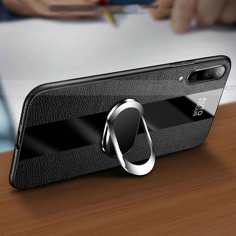Funda Silicona Goma de Cuero Carcasa con Magnetico Anillo de dedo Soporte T01 para Samsung Galaxy A70