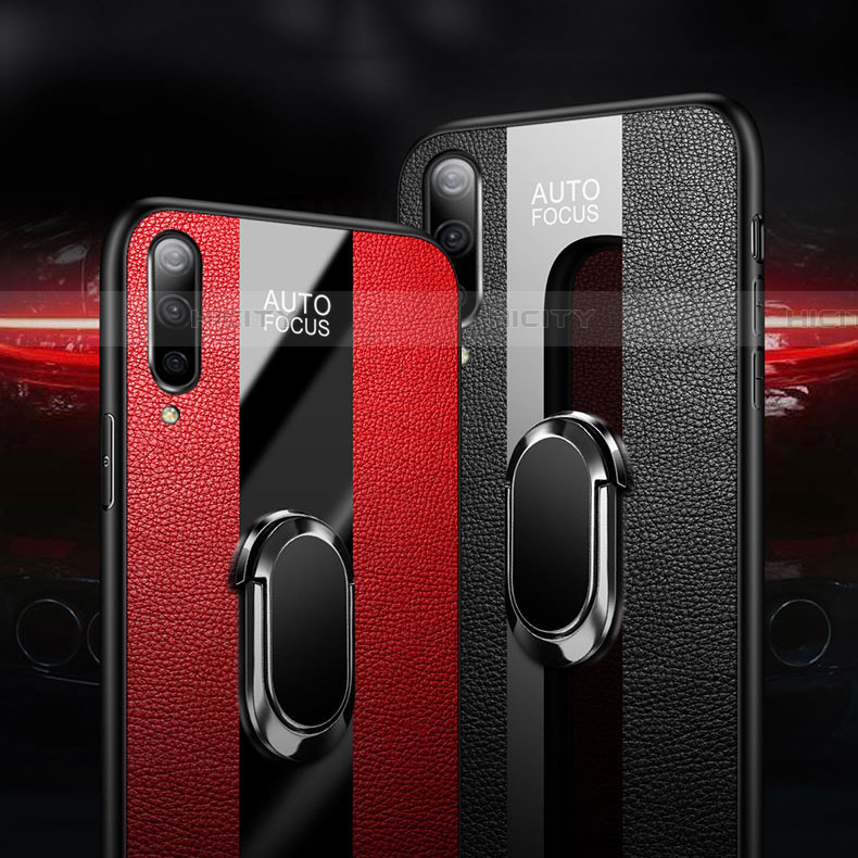 Funda Silicona Goma de Cuero Carcasa con Magnetico Anillo de dedo Soporte T01 para Samsung Galaxy A70S