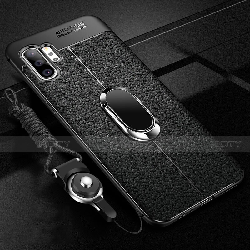 Funda Silicona Goma de Cuero Carcasa con Magnetico Anillo de dedo Soporte T01 para Samsung Galaxy Note 10 Plus 5G