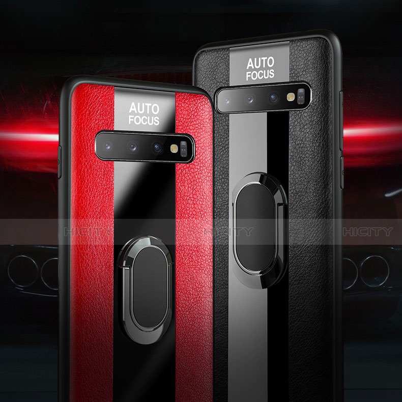 Funda Silicona Goma de Cuero Carcasa con Magnetico Anillo de dedo Soporte T01 para Samsung Galaxy S10 5G