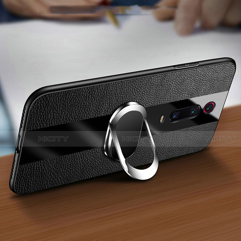 Funda Silicona Goma de Cuero Carcasa con Magnetico Anillo de dedo Soporte T01 para Xiaomi Mi 9T