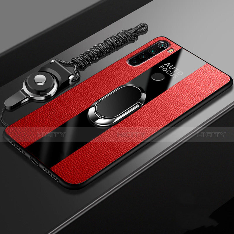 Funda Silicona Goma de Cuero Carcasa con Magnetico Anillo de dedo Soporte T01 para Xiaomi Redmi Note 8