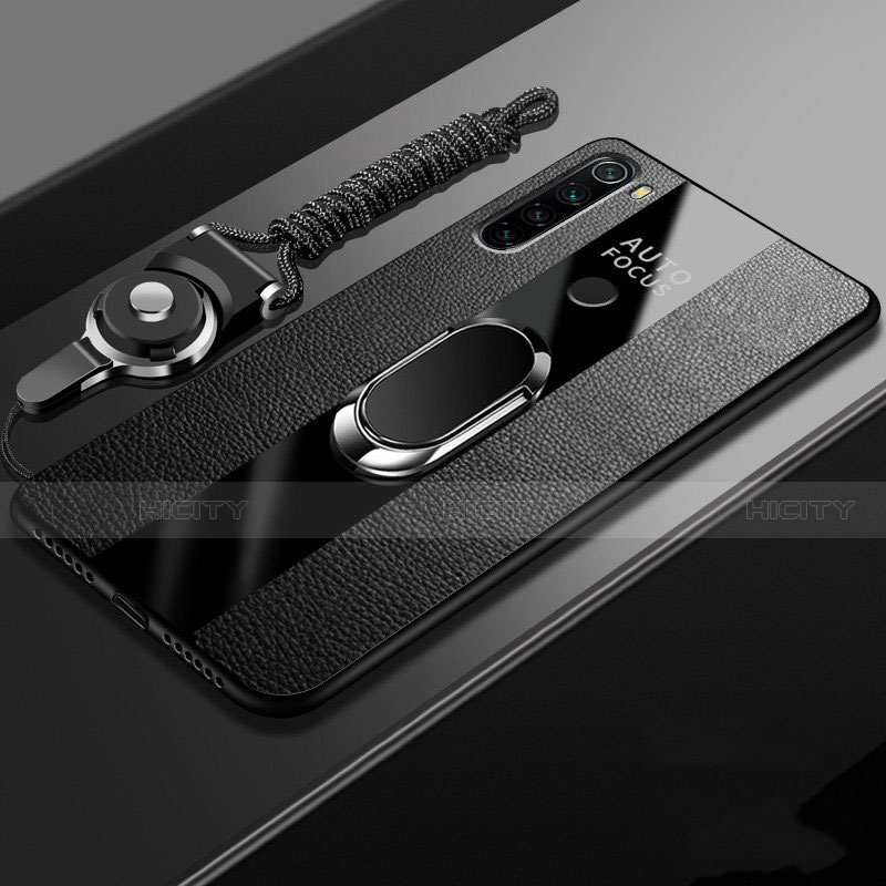 Funda Silicona Goma de Cuero Carcasa con Magnetico Anillo de dedo Soporte T01 para Xiaomi Redmi Note 8 (2021)