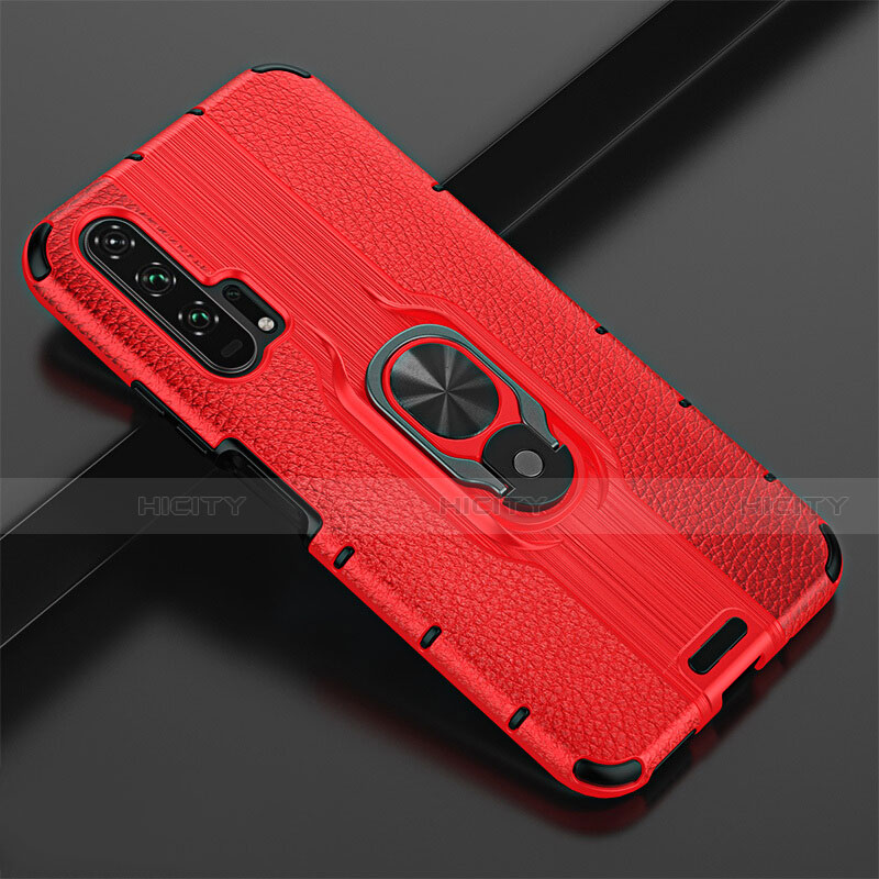 Funda Silicona Goma de Cuero Carcasa con Magnetico Anillo de dedo Soporte T02 para Huawei Honor 20 Pro