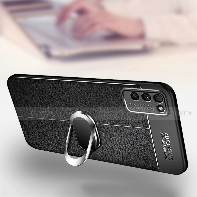 Funda Silicona Goma de Cuero Carcasa con Magnetico Anillo de dedo Soporte T02 para Huawei Honor 30 Lite 5G