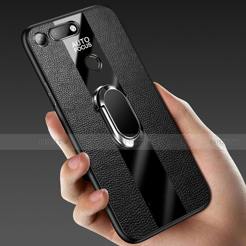 Funda Silicona Goma de Cuero Carcasa con Magnetico Anillo de dedo Soporte T02 para Huawei Honor V20