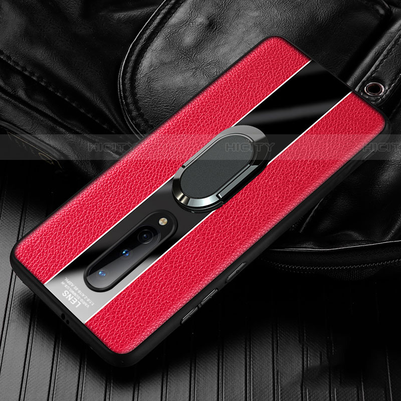 Funda Silicona Goma de Cuero Carcasa con Magnetico Anillo de dedo Soporte T02 para OnePlus 8