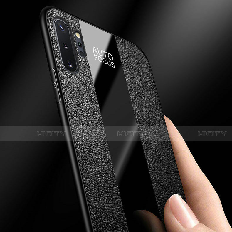 Funda Silicona Goma de Cuero Carcasa con Magnetico Anillo de dedo Soporte T02 para Samsung Galaxy Note 10 Plus