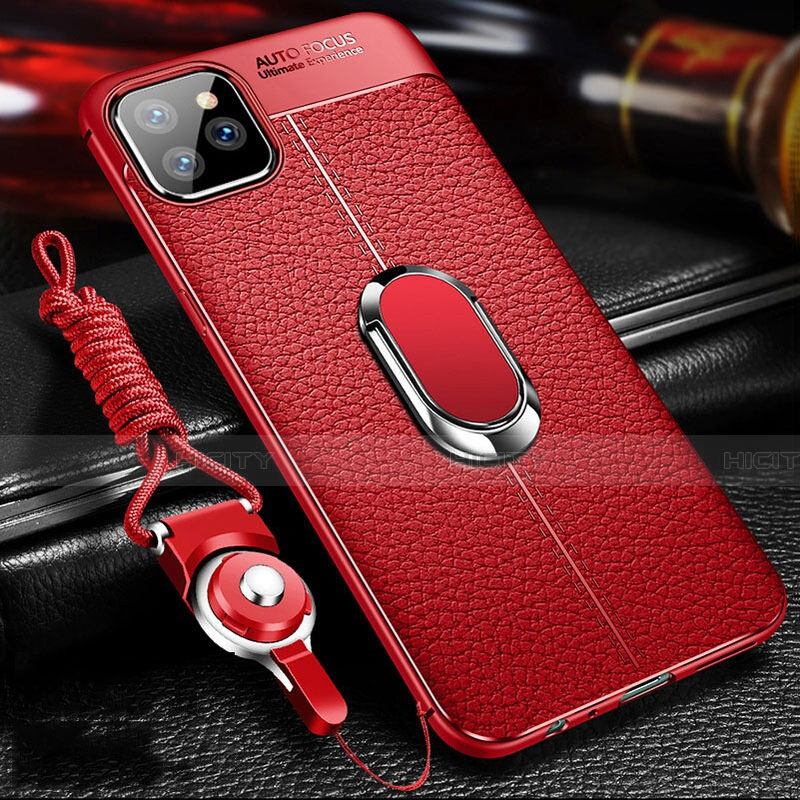 Funda Silicona Goma de Cuero Carcasa con Magnetico Anillo de dedo Soporte T03 para Apple iPhone 11 Pro