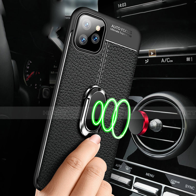 Funda Silicona Goma de Cuero Carcasa con Magnetico Anillo de dedo Soporte T03 para Apple iPhone 11 Pro