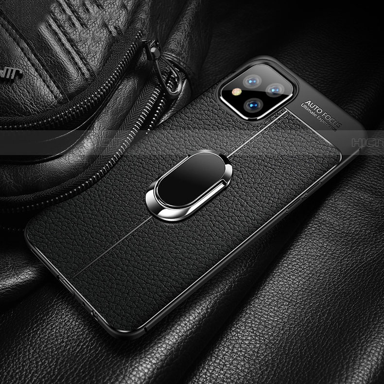 Funda Silicona Goma de Cuero Carcasa con Magnetico Anillo de dedo Soporte T03 para Apple iPhone 11 Pro Max