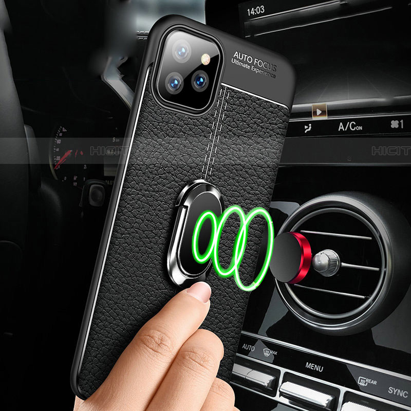 Funda Silicona Goma de Cuero Carcasa con Magnetico Anillo de dedo Soporte T03 para Apple iPhone 11 Pro Max