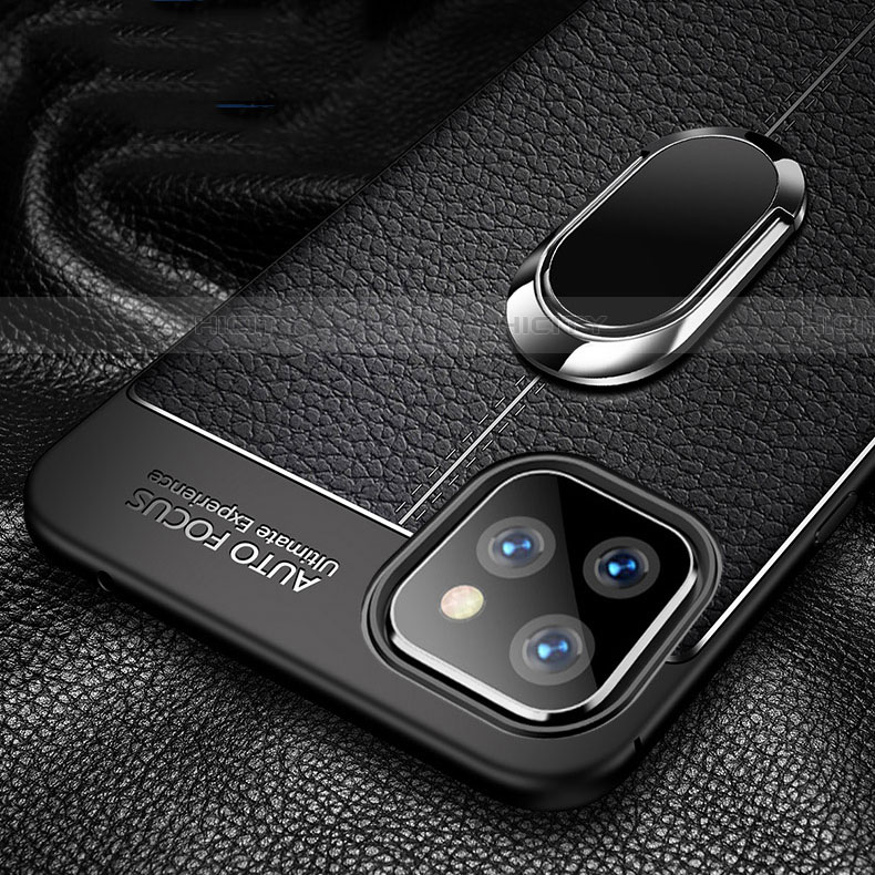 Funda Silicona Goma de Cuero Carcasa con Magnetico Anillo de dedo Soporte T03 para Apple iPhone 11 Pro Max