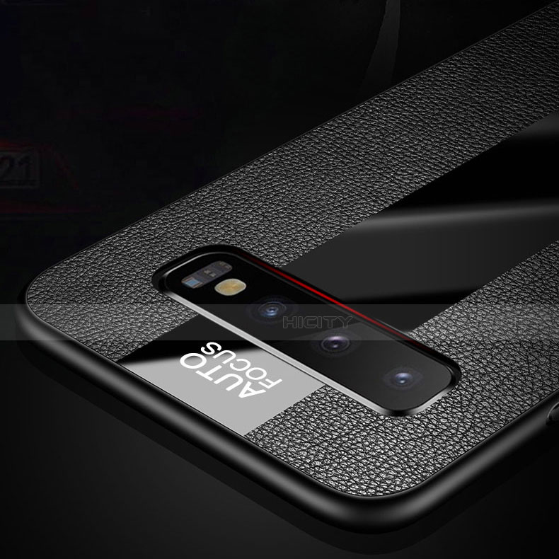 Funda Silicona Goma de Cuero Carcasa con Magnetico Anillo de dedo Soporte T03 para Samsung Galaxy S10 Plus