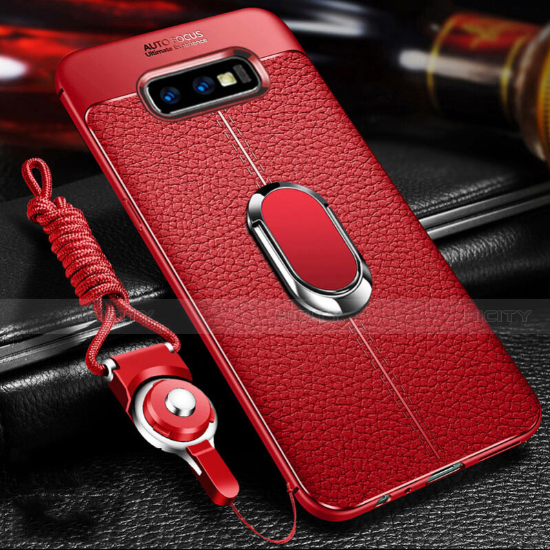 Funda Silicona Goma de Cuero Carcasa con Magnetico Anillo de dedo Soporte T03 para Samsung Galaxy S10e