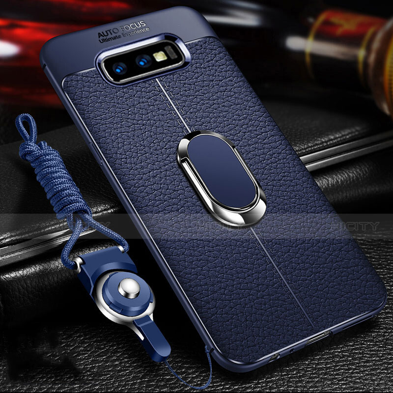 Funda Silicona Goma de Cuero Carcasa con Magnetico Anillo de dedo Soporte T03 para Samsung Galaxy S10e