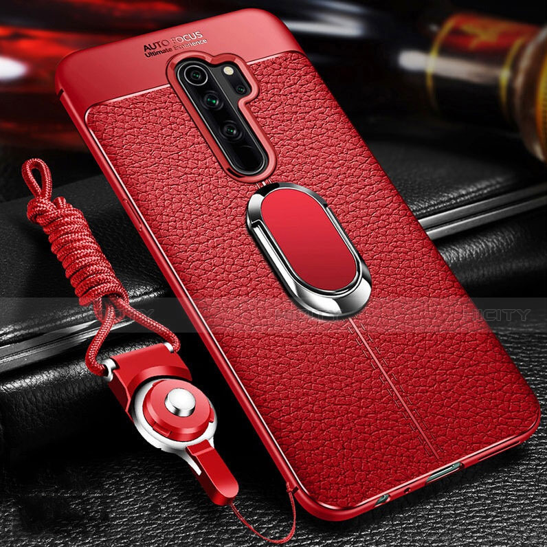 Funda Silicona Goma de Cuero Carcasa con Magnetico Anillo de dedo Soporte T03 para Xiaomi Redmi Note 8 Pro