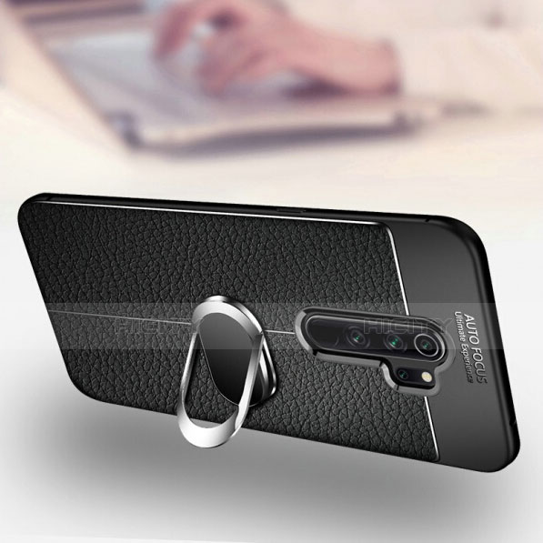 Funda Silicona Goma de Cuero Carcasa con Magnetico Anillo de dedo Soporte T03 para Xiaomi Redmi Note 8 Pro