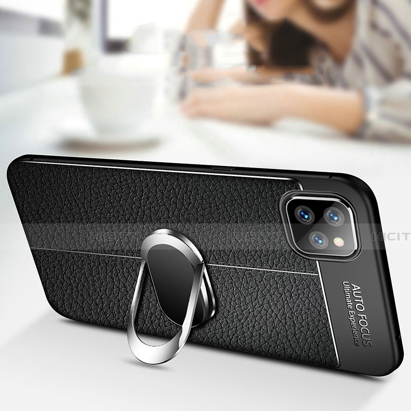 Funda Silicona Goma de Cuero Carcasa con Magnetico Anillo de dedo Soporte T04 para Apple iPhone 11 Pro