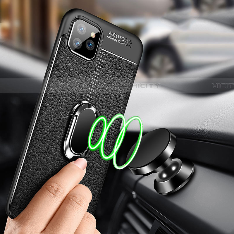 Funda Silicona Goma de Cuero Carcasa con Magnetico Anillo de dedo Soporte T04 para Apple iPhone 11 Pro Max