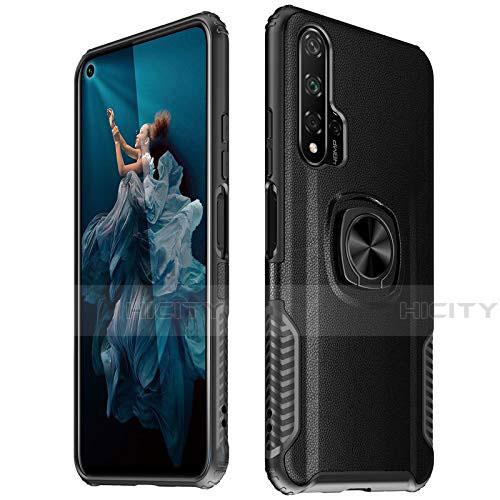 Funda Silicona Goma de Cuero Carcasa con Magnetico Anillo de dedo Soporte T04 para Huawei Honor 20 Pro