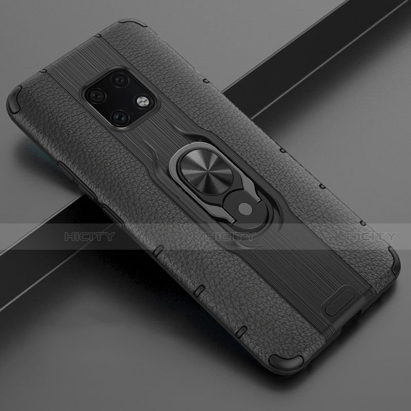 Funda Silicona Goma de Cuero Carcasa con Magnetico Anillo de dedo Soporte T04 para Huawei Mate 20 Pro