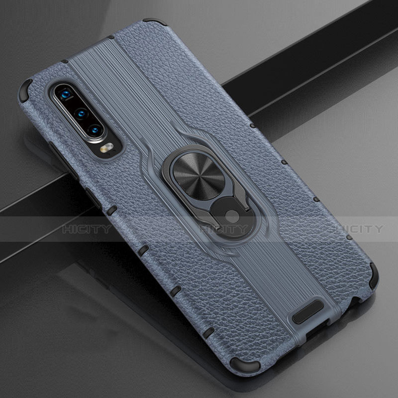 Funda Silicona Goma de Cuero Carcasa con Magnetico Anillo de dedo Soporte T04 para Huawei P30